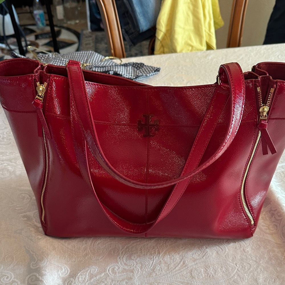 Tory Burch Cherry Red Leather Tote
